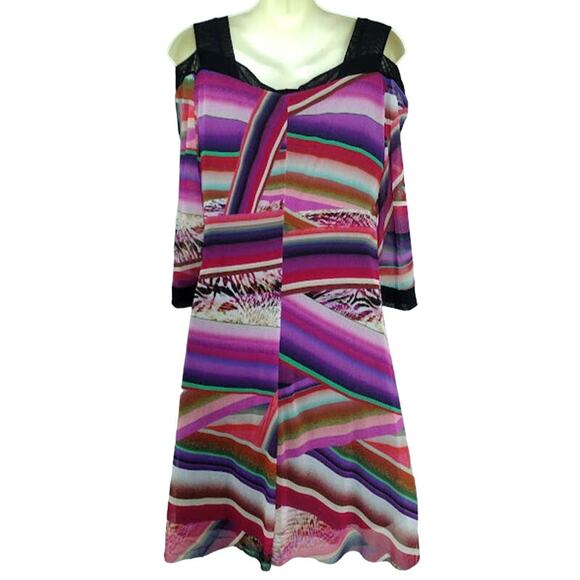 Elena Kattan Cold Shoulder Mesh Tunic with Lining, Size M - Picture 3 of 5